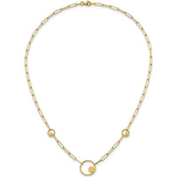 14K Yellow Gold 16.75" Polished Circle and Paperclip Link Necklace with Lobster Clasp by 0
