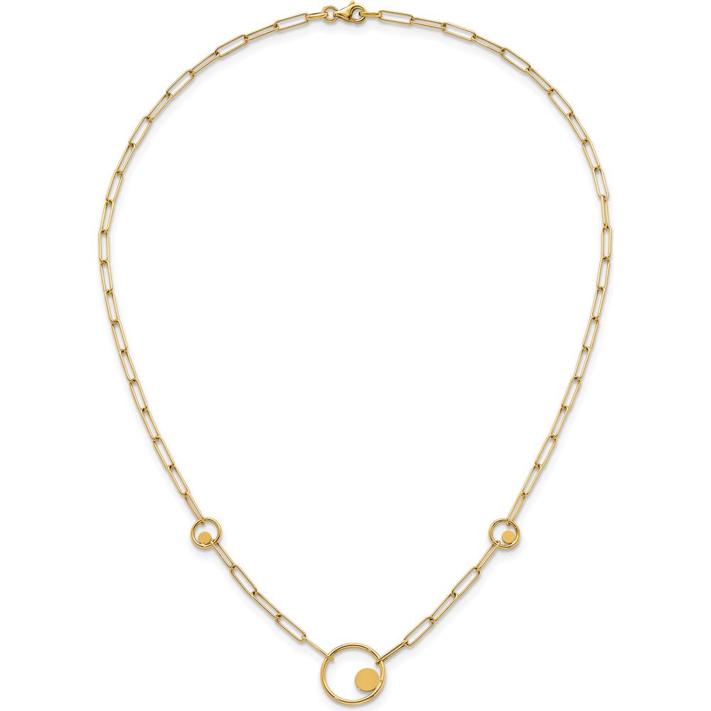 14K Yellow Gold 16.75" Polished Circle and Paperclip Link Necklace with Lobster Clasp by 0