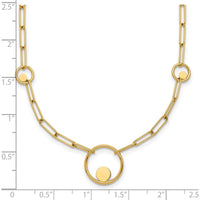 14K Yellow Gold 16.75" Polished Circle and Paperclip Link Necklace with Lobster Clasp by 0
