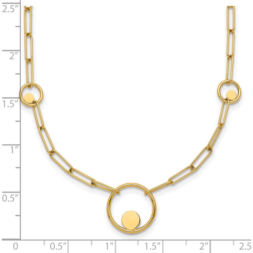 14K Yellow Gold 16.75" Polished Circle and Paperclip Link Necklace with Lobster Clasp by 0