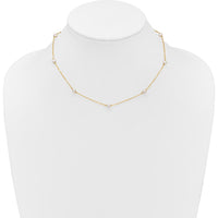 14K Yellow Gold 16" 8-Station Freshwater Cultured Pearl Necklace with Rhodium-Plated Cable Chain by Monteluci Fine Jewelry