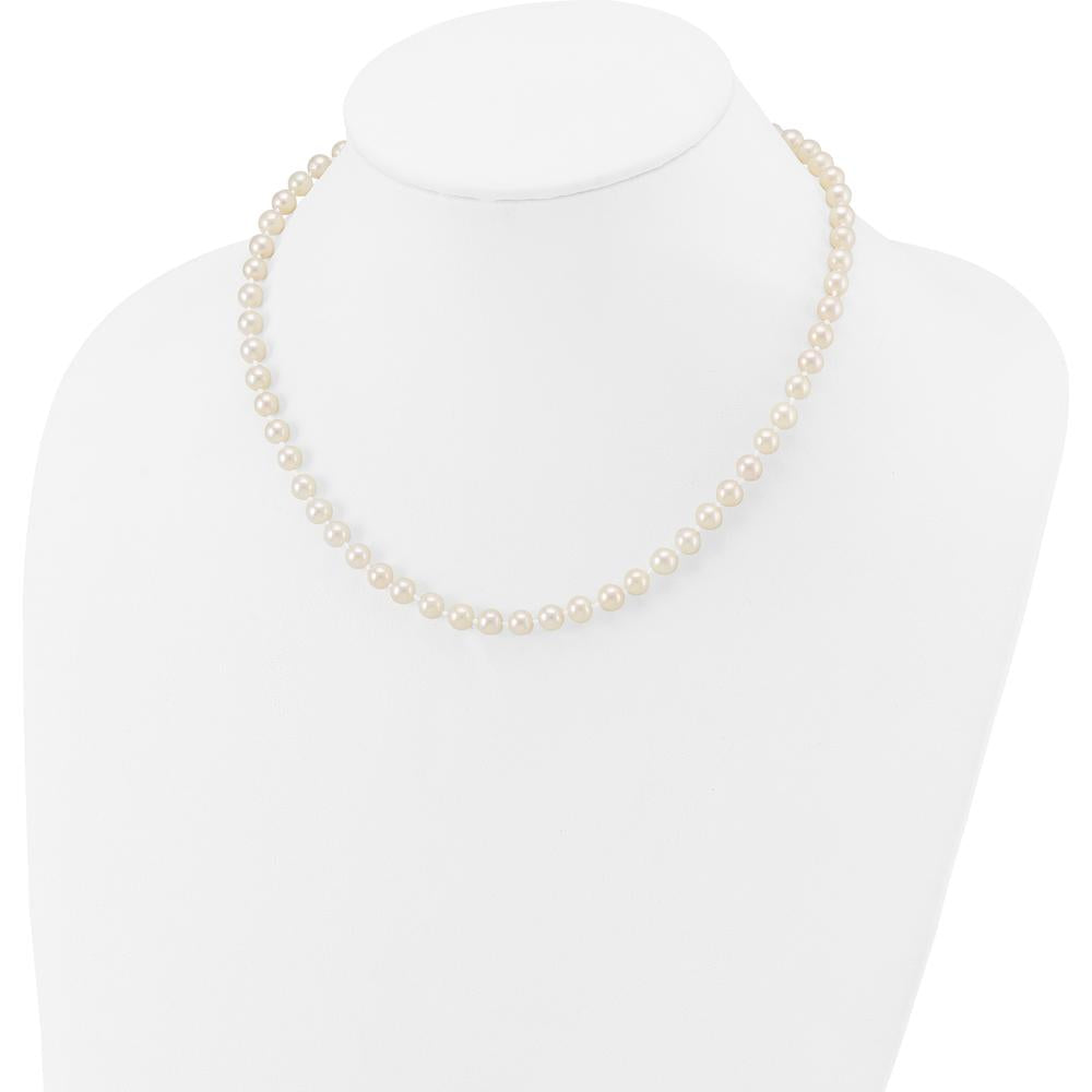 14K Yellow Gold 16" Akoya Saltwater Cultured Pearl Necklace with Pearl Clasp - 5-6mm Pearls by Monteluci Fine Jewelry