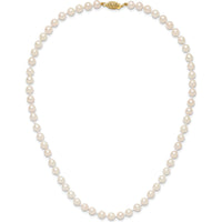 14K Yellow Gold 16" Akoya Saltwater Cultured Pearl Necklace with Pearl Clasp - 5-6mm Pearls by Monteluci Fine Jewelry