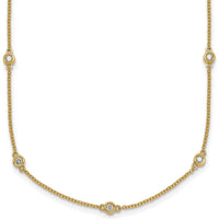 14K Yellow Gold 16" Bezel-set Diamond Station Necklace - 1/3 Carat Total Diamond Weight by Oro Pregiato