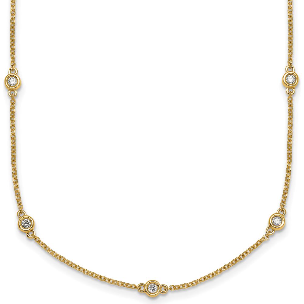 14K Yellow Gold 16" Bezel-set Diamond Station Necklace - 1/3 Carat Total Diamond Weight by Oro Pregiato
