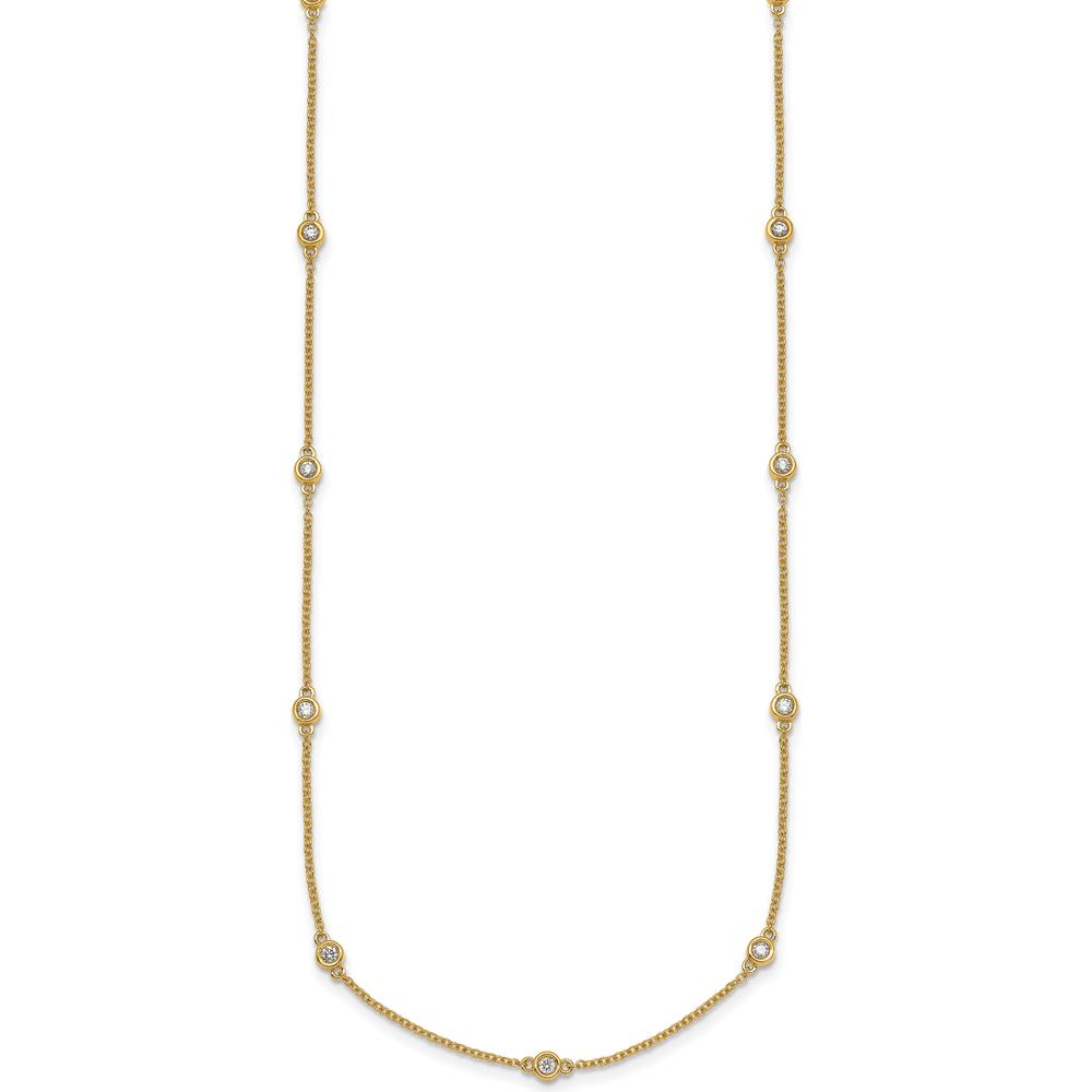 14K Yellow Gold 16" Bezel-set Diamond Station Necklace - 1/3 Carat Total Diamond Weight by Oro Pregiato