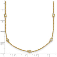 14K Yellow Gold 16" Bezel-set Diamond Station Necklace - 1/3 Carat Total Diamond Weight by Oro Pregiato