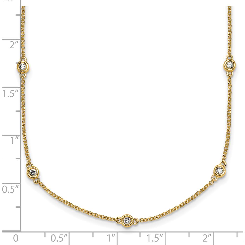 14K Yellow Gold 16" Bezel-set Diamond Station Necklace - 1/3 Carat Total Diamond Weight by Oro Pregiato