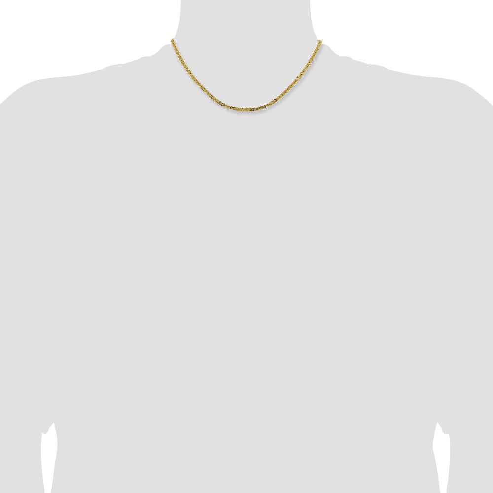 14K Yellow Gold 16" Byzantine Chain Necklace - 2.5mm Width by Oro Pregiato