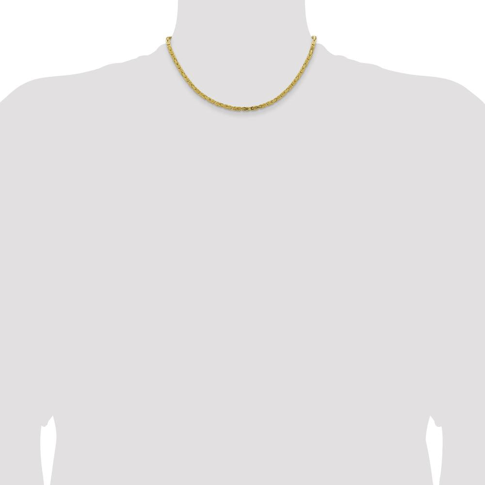 14K Yellow Gold 16" Byzantine Chain Necklace - 3.25mm Width by Oro Pregiato