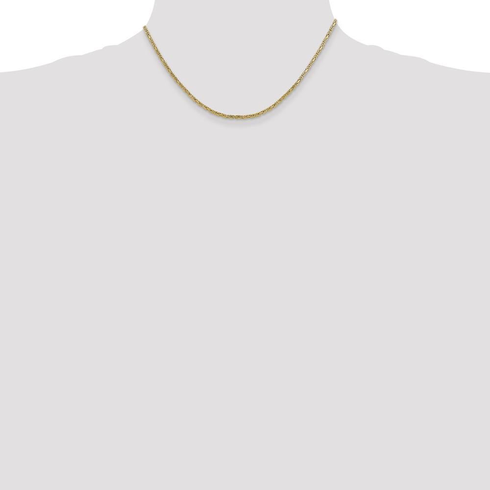 14K Yellow Gold 16" Byzantine Chain with Lobster Clasp - 2mm Width by Oro Pregiato