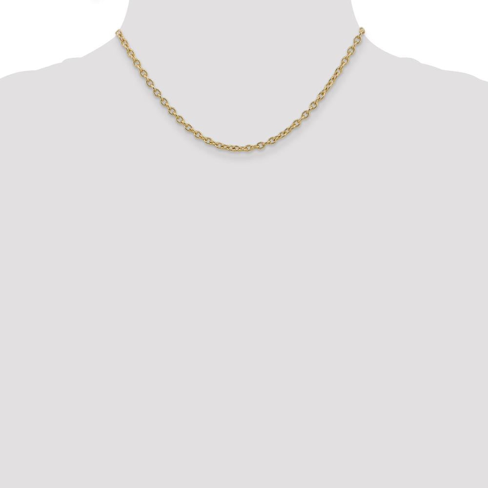 14K Yellow Gold 16" Cable Link Necklace - Polished Finish, 3.2mm Width by Oro Pregiato