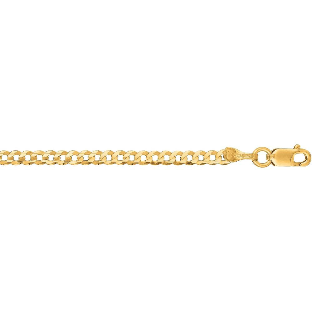 14K Yellow Gold 16" Comfort Curb Chain Necklace - 2.6mm Width by Orozza Fine Jewelry