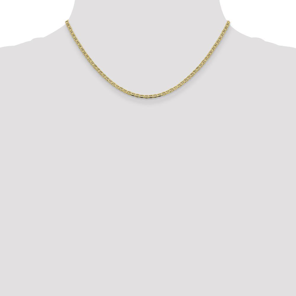 14K Yellow Gold 16" Concave Anchor Chain Necklace - 2.4mm Width, Lobster Clasp by Oro Pregiato