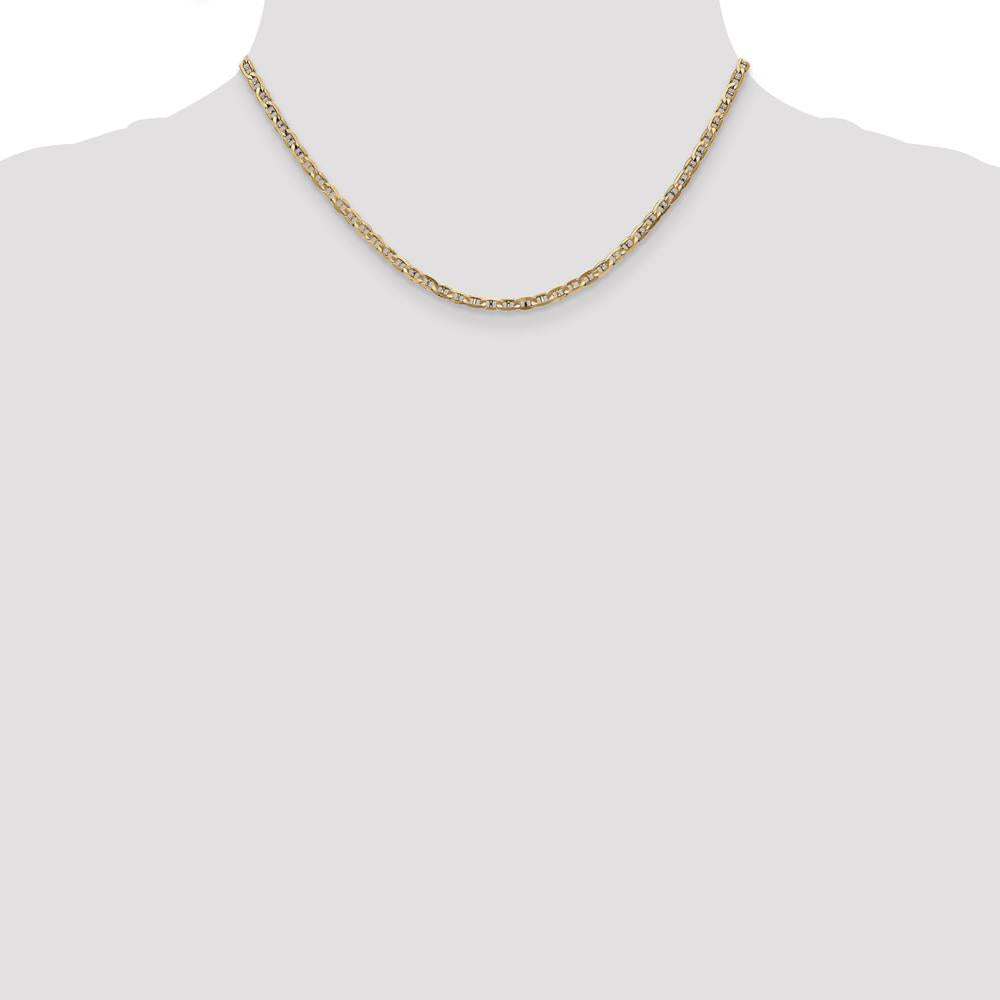 14K Yellow Gold 16" Concave Anchor Chain Necklace - 3mm Width by Oro Pregiato