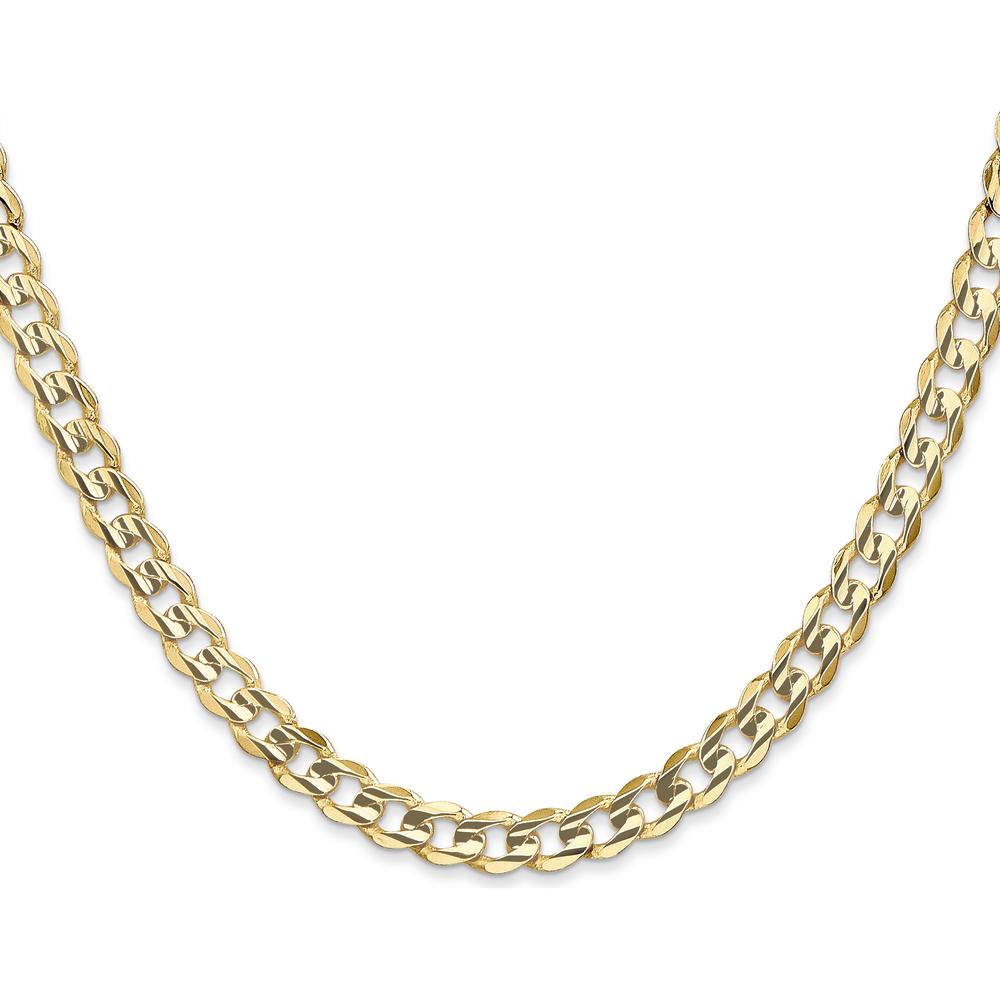 14K Yellow Gold 16" Concave Curb Chain Necklace - 5.25mm Wide with Lobster Clasp by Oro Pregiato