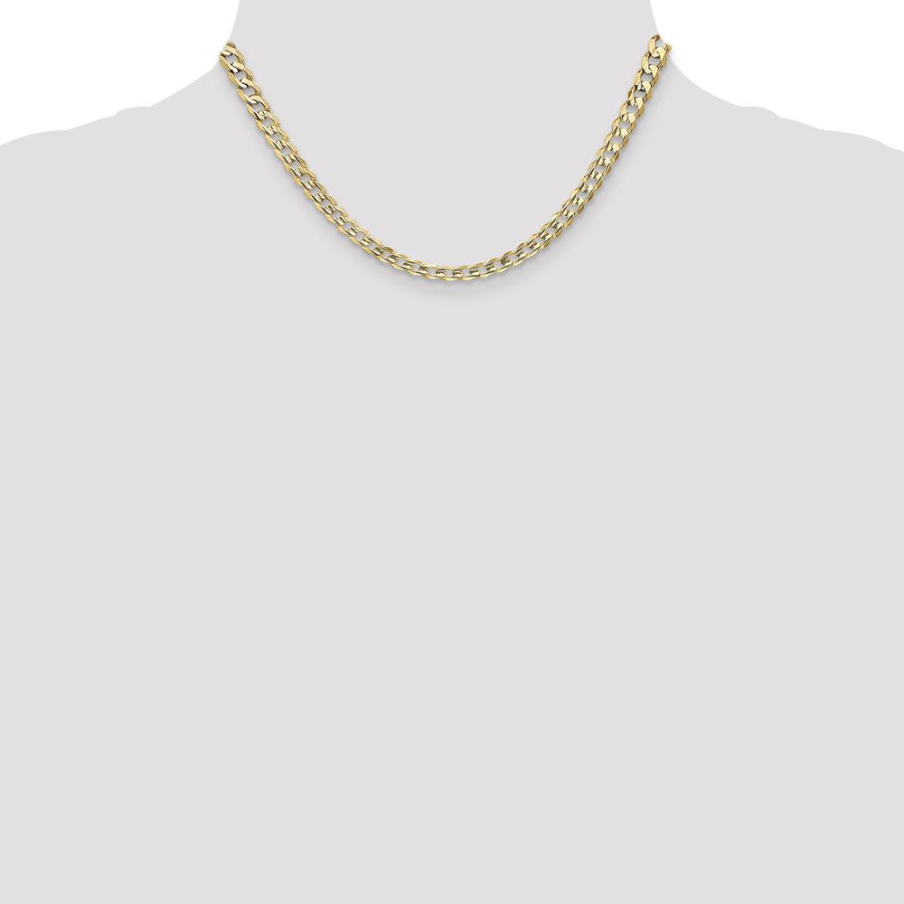 14K Yellow Gold 16" Concave Curb Chain Necklace - 5.25mm Wide with Lobster Clasp by Oro Pregiato