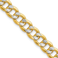 14K Yellow Gold 16" Curb Chain Necklace with Rhodium Pavé Accents by Oro Pregiato