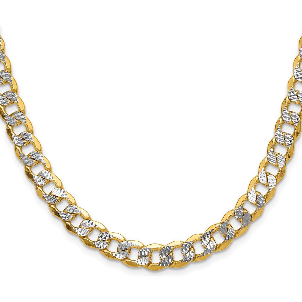 14K Yellow Gold 16" Curb Chain Necklace with Rhodium Pavé Accents by Oro Pregiato
