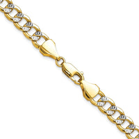 14K Yellow Gold 16" Curb Chain Necklace with Rhodium Pavé Accents by Oro Pregiato