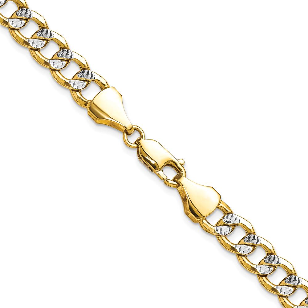 14K Yellow Gold 16" Curb Chain Necklace with Rhodium Pavé Accents by Oro Pregiato