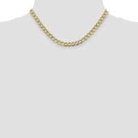 14K Yellow Gold 16" Curb Chain Necklace with Rhodium Pavé Finish - 6.75mm Width by Oro Pregiato