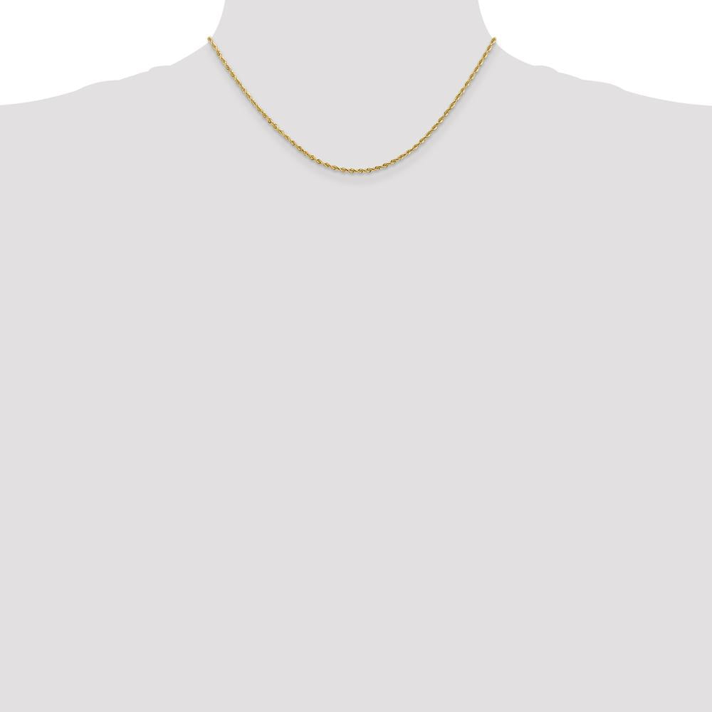 14K Yellow Gold 16" Diamond-Cut 2mm Rope Chain Necklace with Lobster Clasp by Oro Pregiato