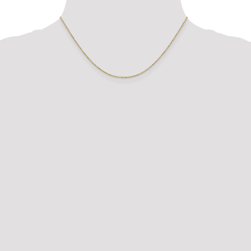 14K Yellow Gold 16" Diamond-Cut Beaded Pendant Chain with Lobster Clasp by Oro Pregiato