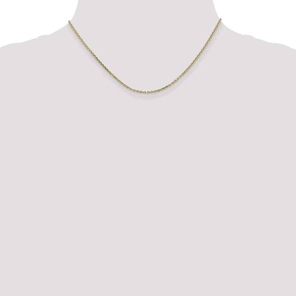 14K Yellow Gold 16” Diamond-Cut Cable Chain with Lobster Clasp - 1.65mm Width by Oro Pregiato