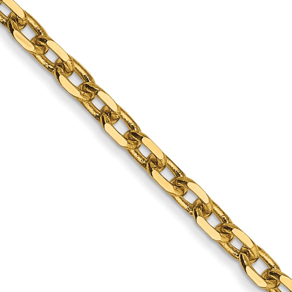 14K Yellow Gold 16" Diamond-Cut Cable Link Chain - 2.2mm Width by Oro Pregiato
