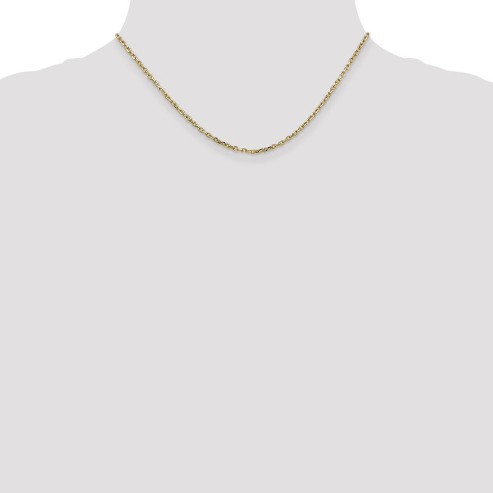 14K Yellow Gold 16" Diamond-Cut Cable Link Chain - 2.2mm Width by Oro Pregiato