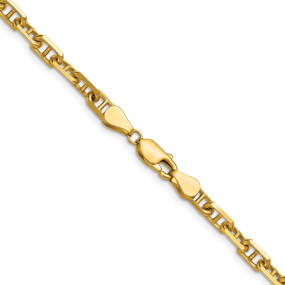 14K Yellow Gold 16" Diamond-Cut Mariner Anchor Chain Necklace - Polished Finish by Oro Pregiato