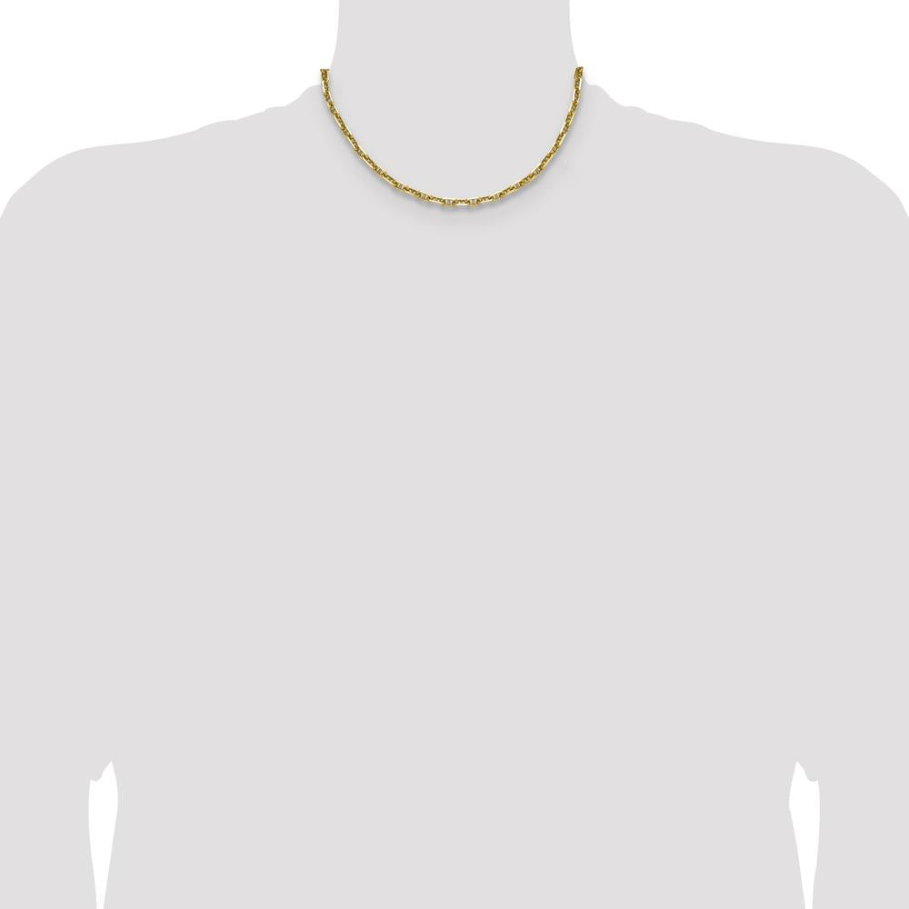 14K Yellow Gold 16" Diamond-Cut Mariner Anchor Chain Necklace - Polished Finish by Oro Pregiato