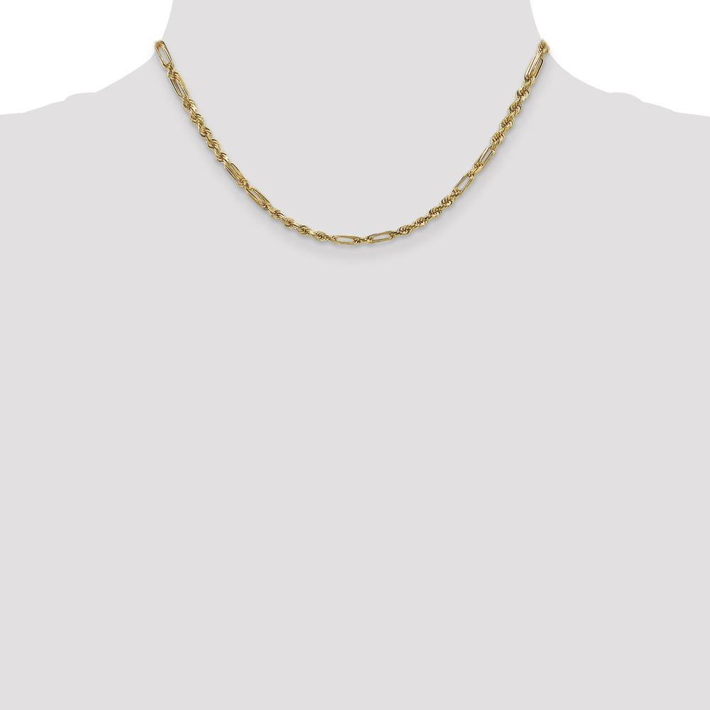 14K Yellow Gold 16" Diamond-Cut Milano Rope Chain - 3mm Width by Oro Pregiato