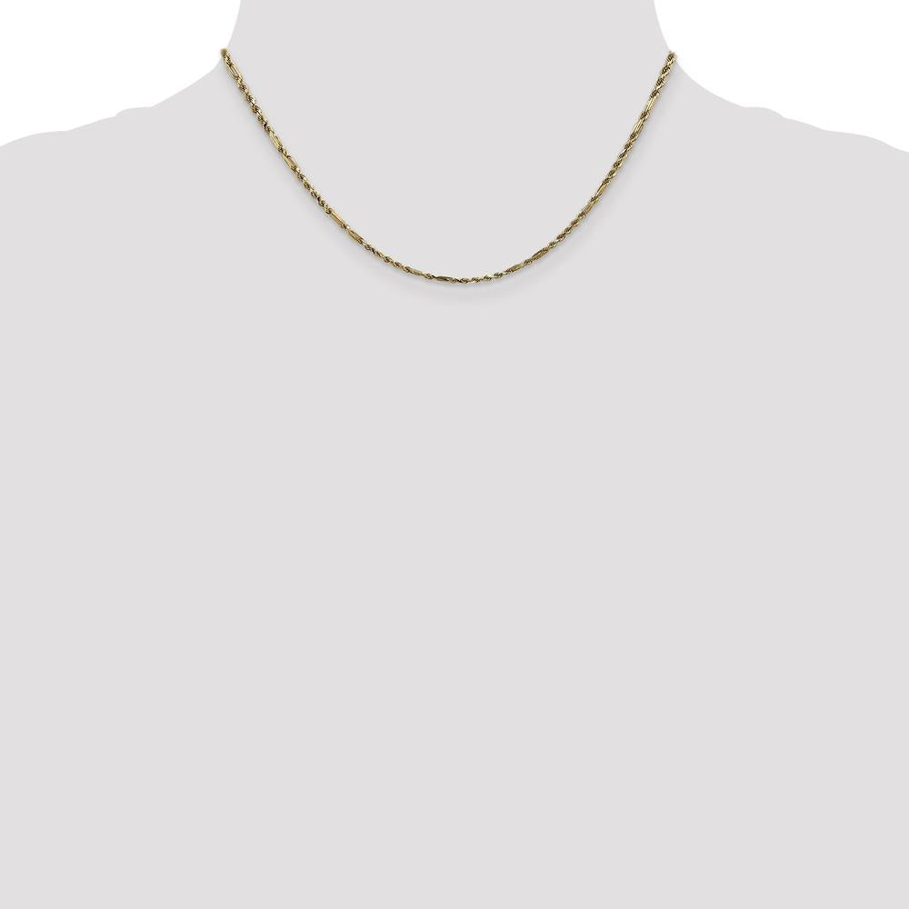 14K Yellow Gold 16" Diamond-Cut Milano Rope Chain Necklace with Lobster Clasp - 2.25mm by Oro Pregiato