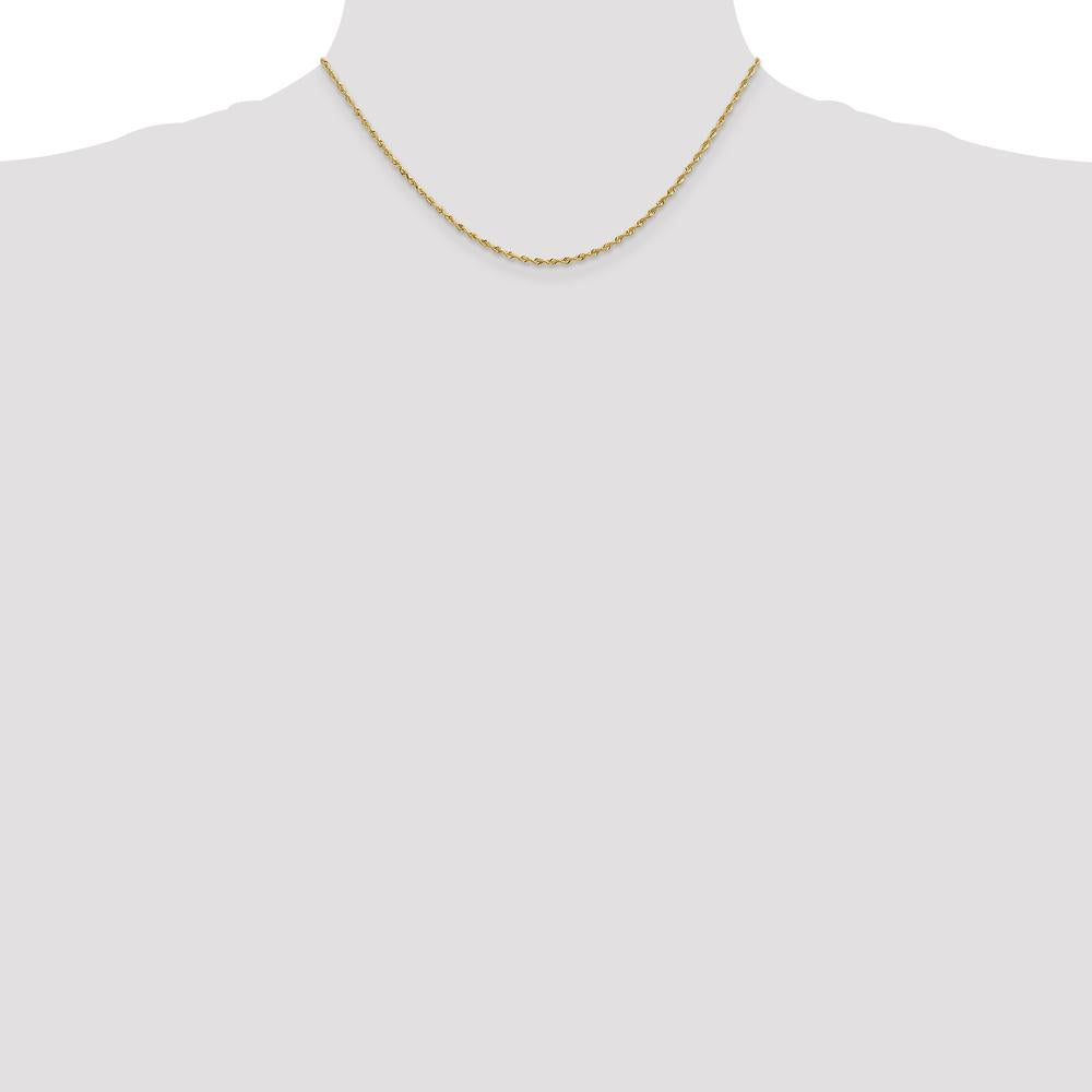 14K Yellow Gold 16" Diamond-Cut Rope Chain Necklace - 1.85mm Width by Oro Pregiato