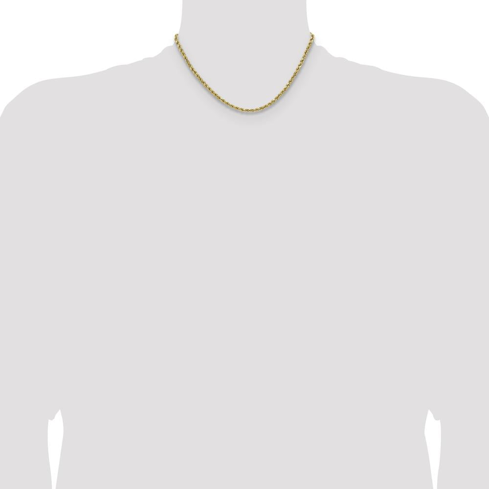 14K Yellow Gold 16" Diamond-Cut Rope Chain Necklace - 3.5mm Width by Oro Pregiato