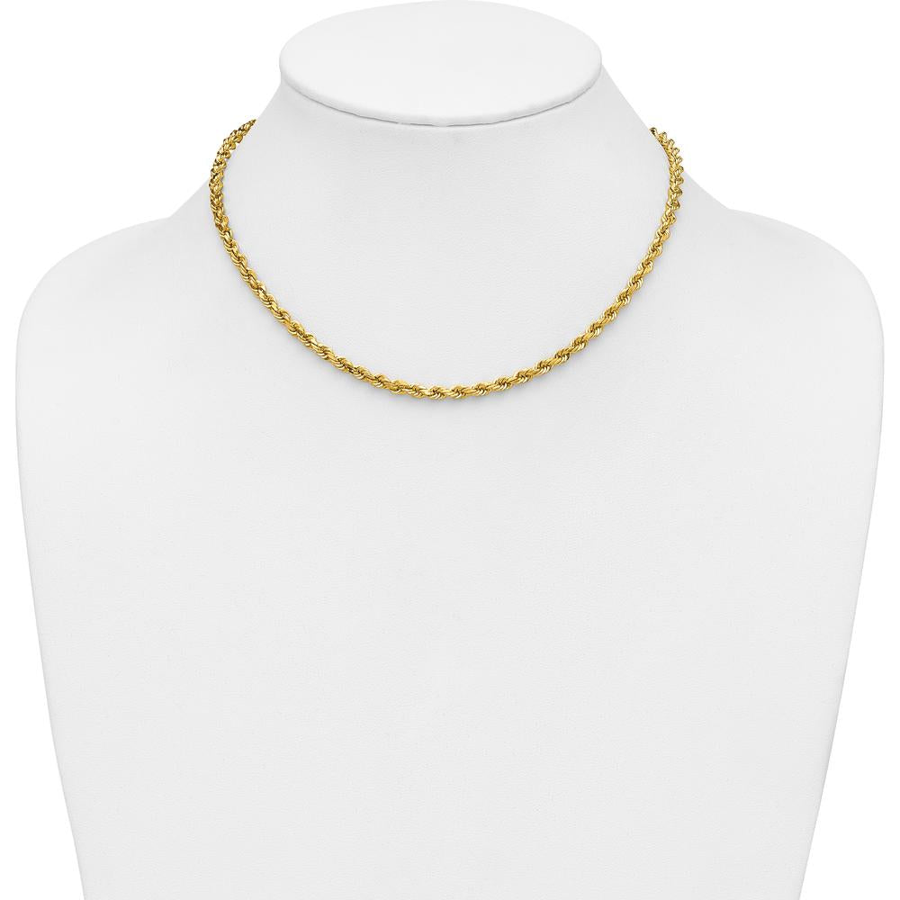 14K Yellow Gold 16" Diamond-Cut Rope Chain Necklace - 4mm
