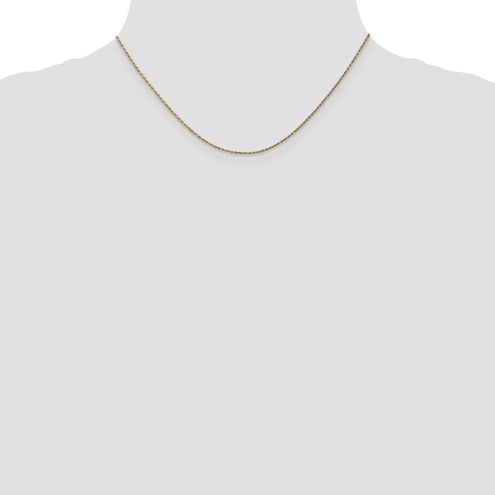 14K Yellow Gold 16" Diamond-Cut Rope Chain Necklace with Lobster Clasp - 1.15mm