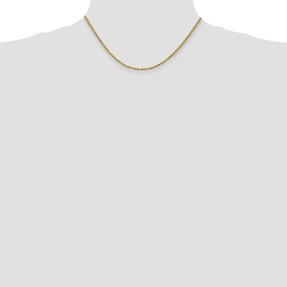 14K Yellow Gold 16" Diamond-Cut Rope Chain Necklace with Lobster Clasp - 2.25mm Solid Polished Design