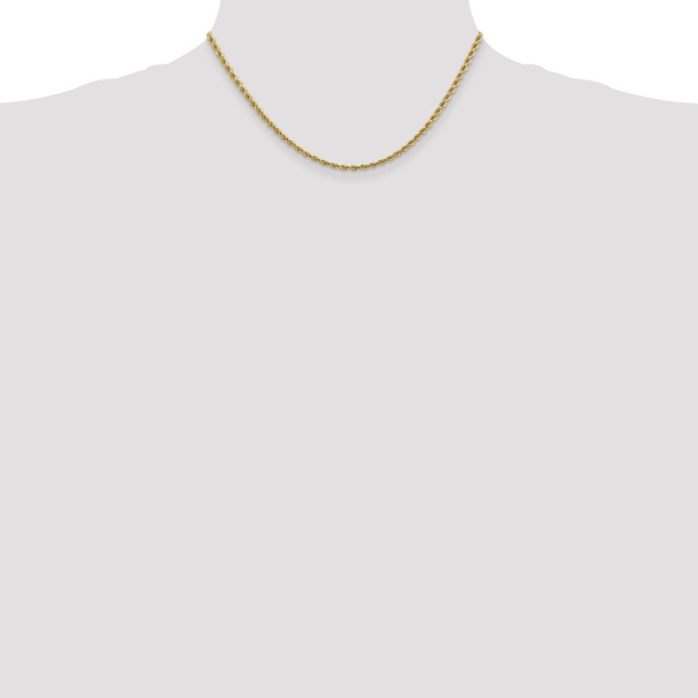 14K Yellow Gold 16" Diamond-Cut Rope Chain Necklace with Lobster Clasp - 2.75mm Solid Handmade Design