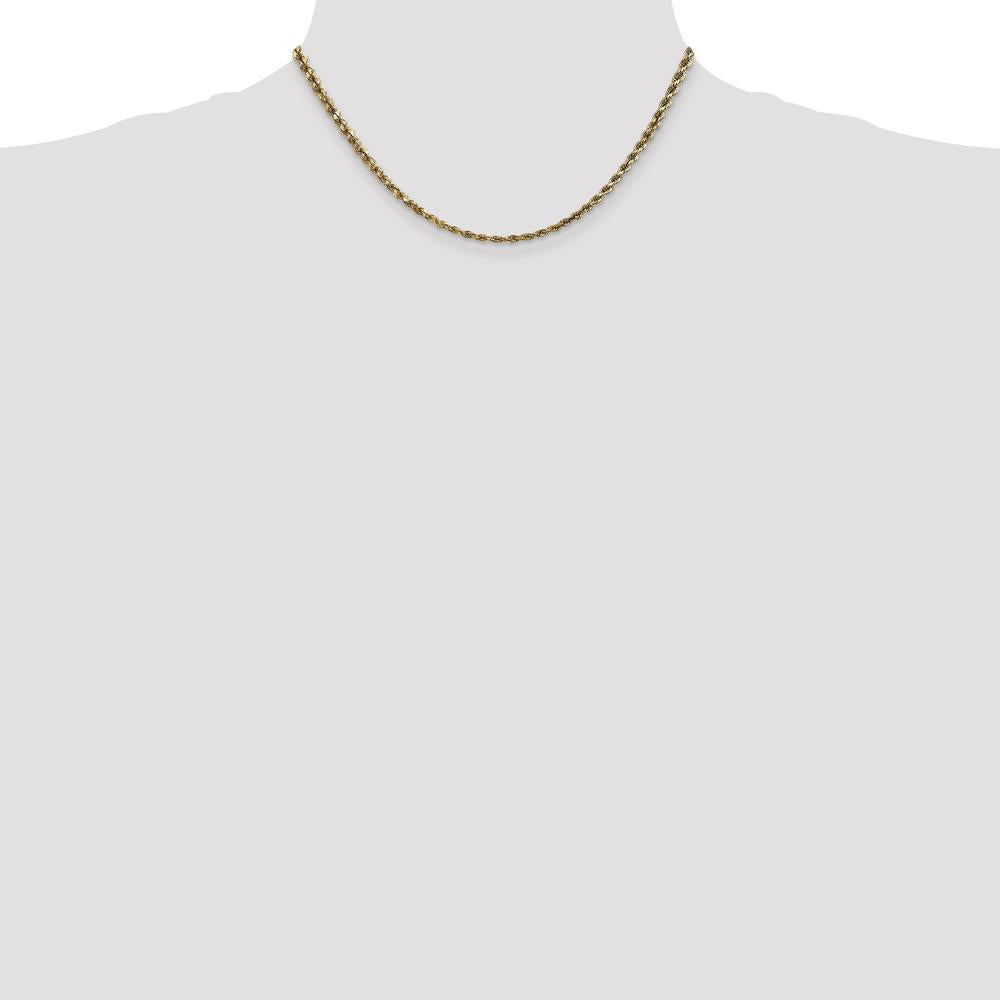 14K Yellow Gold 16" Diamond-Cut Rope Chain Necklace with Lobster Clasp - 3.5mm Solid Handcrafted Design