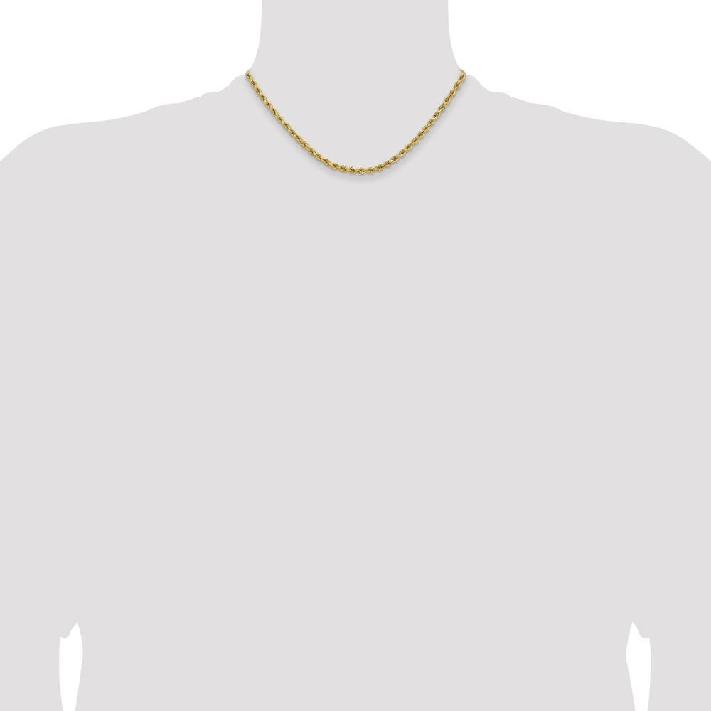 14K Yellow Gold 16" Diamond-Cut Rope Chain Necklace with Lobster Clasp - 3.75mm Solid Design