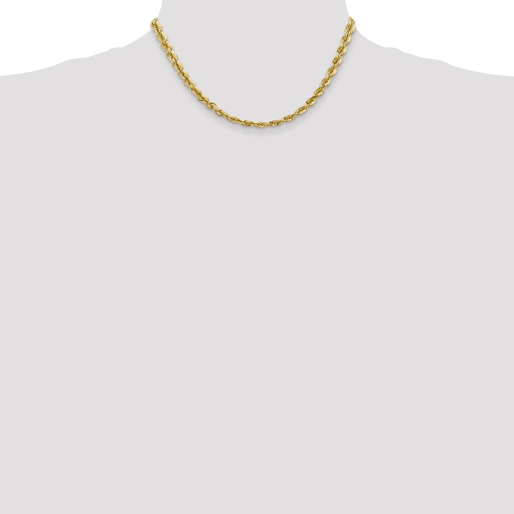 14K Yellow Gold 16" Diamond-Cut Rope Chain with Fancy Lobster Clasp
