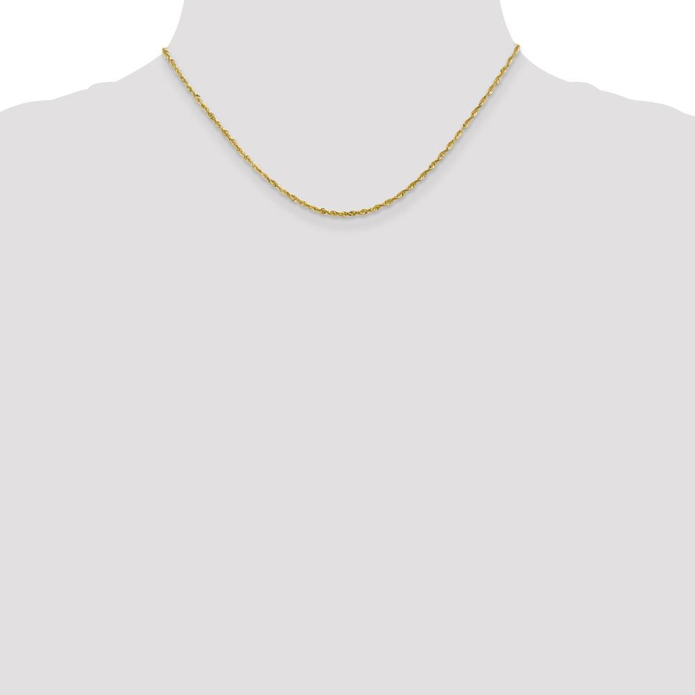 14K Yellow Gold 16" Diamond-Cut Rope Necklace - 2mm Width by Oro Pregiato