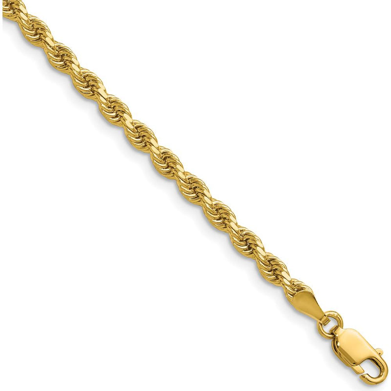 14K Yellow Gold 16" Diamond-Cut Rope Necklace - 3.25mm Width