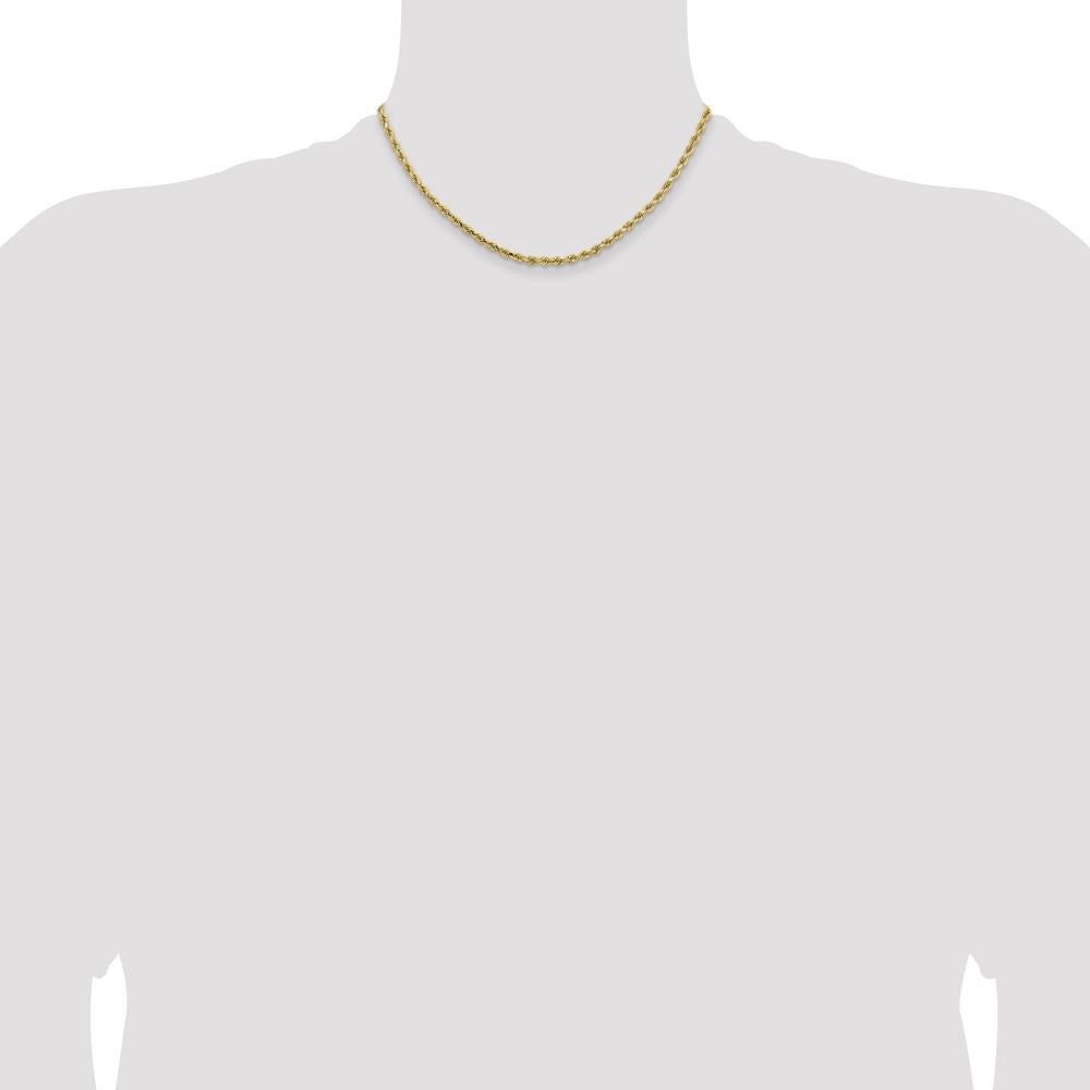 14K Yellow Gold 16" Diamond-Cut Rope Necklace - 3.25mm Width