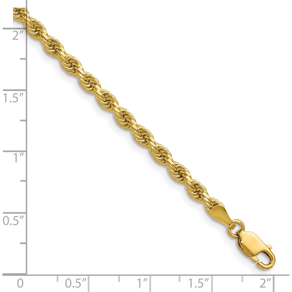 14K Yellow Gold 16" Diamond-Cut Rope Necklace - 3.25mm Width