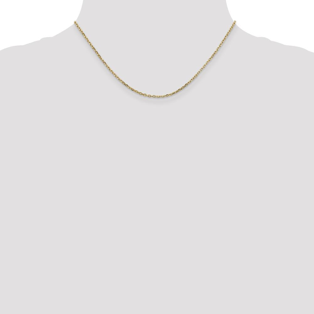 14K Yellow Gold 16" Diamond-Cut Round Open Link Cable Chain with Lobster Clasp by Oro Pregiato