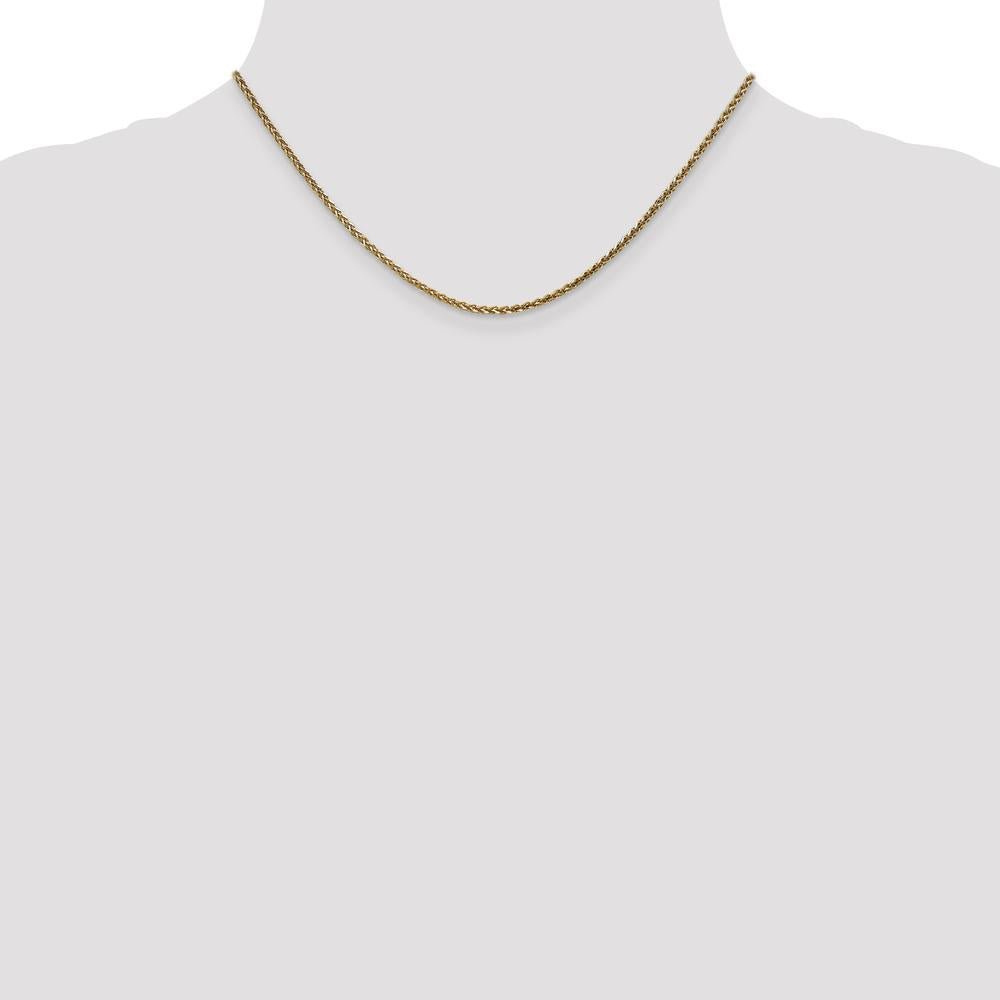 14K Yellow Gold 16" Diamond-Cut Spiga Chain with Lobster Clasp - 2.1mm Width by Oro Pregiato